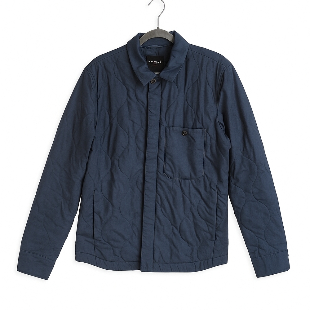 Everlane Quilted Shirt Jacket Navy Blue Medium Primaloft Insulated Cotton
